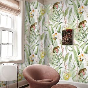 Wallpapers4Beginners Papier Peint Vert et Blanc Chic Jungle Tropical 250x200 cm