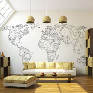 Planete Discount Papier peint panoramique carte du monde white solids 250x193 cm