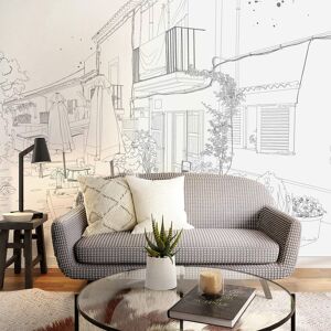 Acte Deco Papier peint panoramique terrasse d'été 150 x 250 cm gris