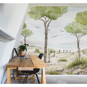 Acte Deco Papier peint panoramique paysage vue des pins couleurs 375x250cm