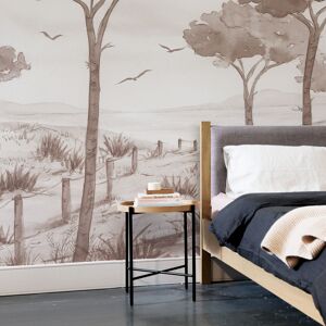 Acte Deco Papier peint panoramique paysage vue des pins brun 225x250cm