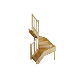 Levigne Escalier double quart tournant en sapin - Avec contremarches sans rampe