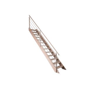 Burger Escalier Droit en Bois de Hetre 290 cm + Rampe Inox Novah