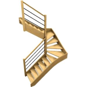 Levigne Rampe 3 Lisses : Escalier Double Quart Tournant Bois 288 cm Olea