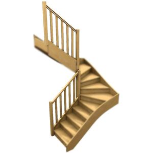 Levigne Rampe Balustres Droits : Escalier Double Quart Tournant Bois 288 cm Olea