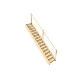 Levigne Rampe 3 Lisses pour Escalier Droit Bois 288 cm Olea