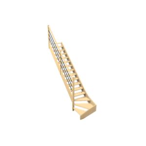 Levigne Rampe 3 lisses pour escalier quart tournant bas bois 288 cm Olea