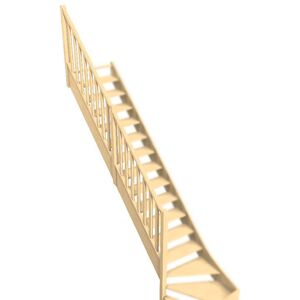 Levigne Rampe a balustres droits pour escalier quart tournant bas bois 288 cm Olea