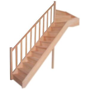 Rampe a fuseaux en hetre pour escalier quart tournant haut Levigne