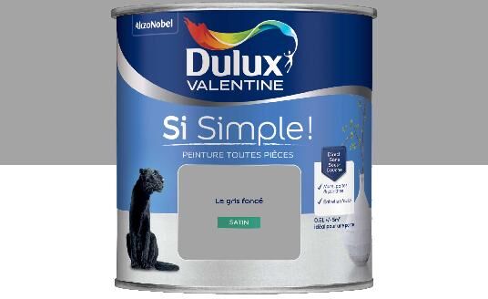 Dulux Valentine Si Simple! - Peinture toutes pièces - Satin Le Gris Foncé - 0,5L