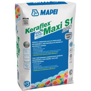 Mapei KERAFLEX MAXI S1 ZERØ ADESIVO CEMENTIZIO AD ALTE PRESTAZIONI SACCO DA 25 KG. COLORE GRIGIO 1202425