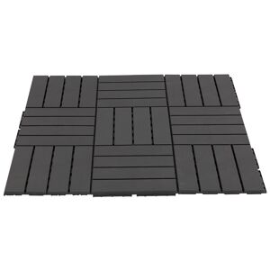 Outsunny Set 9 Mattonelle a Incastro per Terrazzo, Piastrelle (30x30x2cm) in PP Antiscivolo, Area: 0.81 mq, Nero