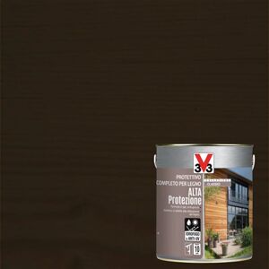 V33 Impregnante per legno da esterno a base acqua  Alta Protezione noce scuro 2.5 lt, 10 anni di protezione.