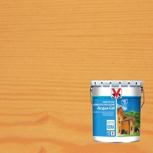 V33 Impregnante per legno da esterno a base acqua  Acqua-Gel noce chiaro satinato 10 lt, 6 anni di protezione.