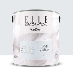 ELLE DECORATION Pittura per interni super lavabile,  by Crown bianco white feather 604 opaco, 2.5 L