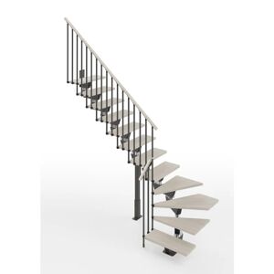 Leroy Merlin Scala a rampa ¼ di giro Vida larghezza 65 cm, struttura in metallo grigio antracite, gradini in legno bianco
