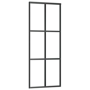 vidaXL Porta Scorrevole in Vetro ESG e Alluminio 76x205 cm Nera