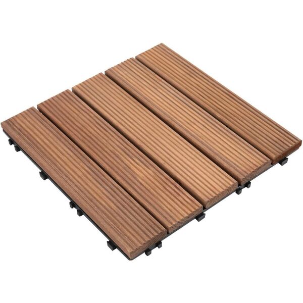 vivagarden 8443d5bn piastrelle per esterni a incastro in legno set 27 pezzi 30x30x2.5 cm colore legno - 8443d5bn