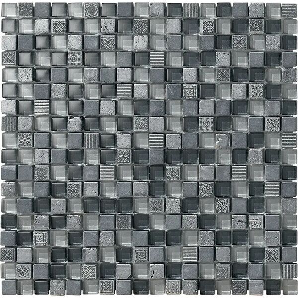 tecnomat mosaico interno valencia grigio 30x30x0,8 cm mix vetro marmo