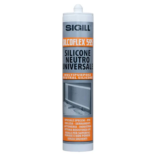 sigill silicone neutro silcoflex 595  300 ml trasparente per pvc serramenti specchi metallo