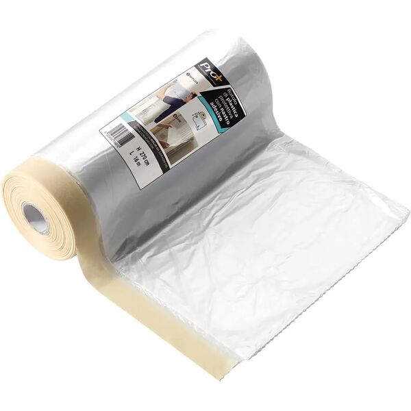 pro+ plastica protettiva  140 cm x 33 m in rotolo e nastro adesivo ideale per finestre