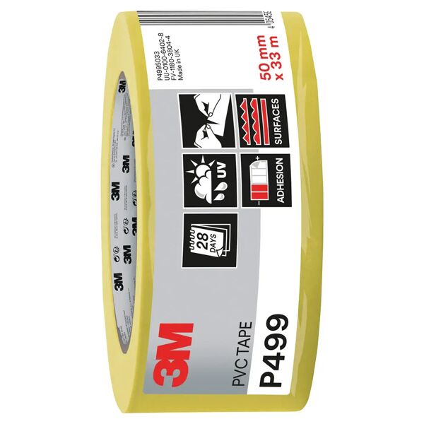 3m nastro riparazione  p499 50mm x 3 giallo in pvc resiste a uv e temperature -5/+60° c