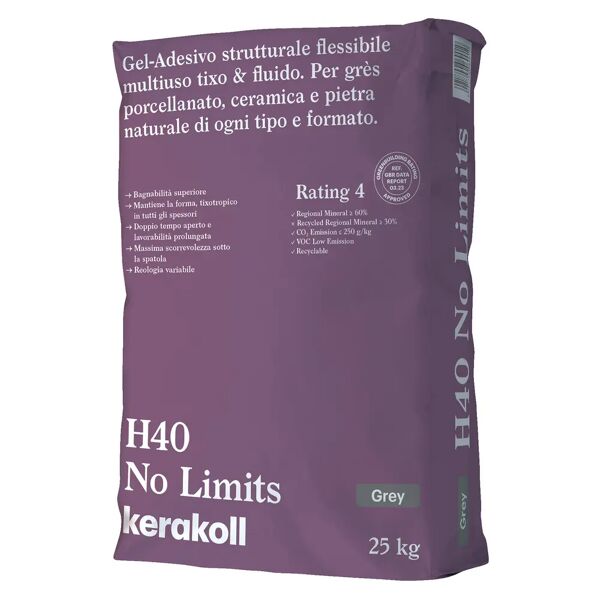 kerakoll adesivo h40 no limits  25 kg grigio