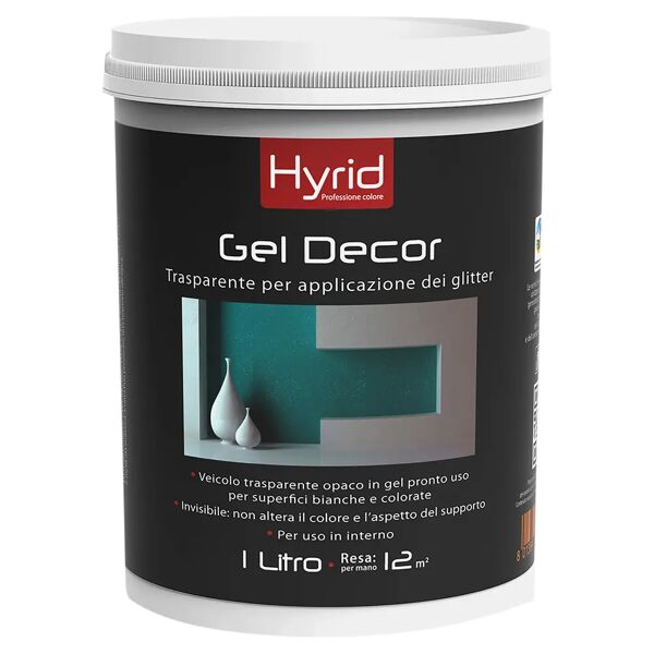 hyrid by covema gel trasparente decor hyrid 1 l per applicazione di glitter 5-6 m² con 1 l a 2 mani