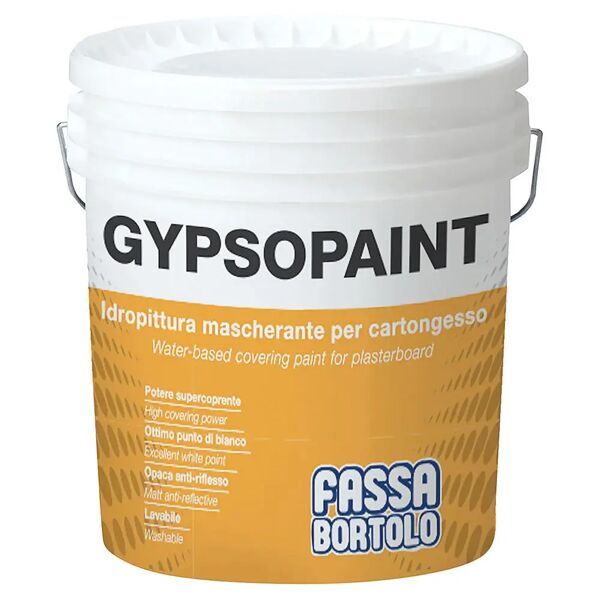 fassa idropittura lavabile cartongesso  gypsopaint 5 l bianca 4-5 m² con 1 l a 2 mani