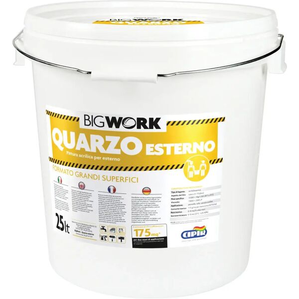 cipir idropittura al quarzo bigwork  25 l bianco per esterno 4-6 m² con 1 l a 2 mani