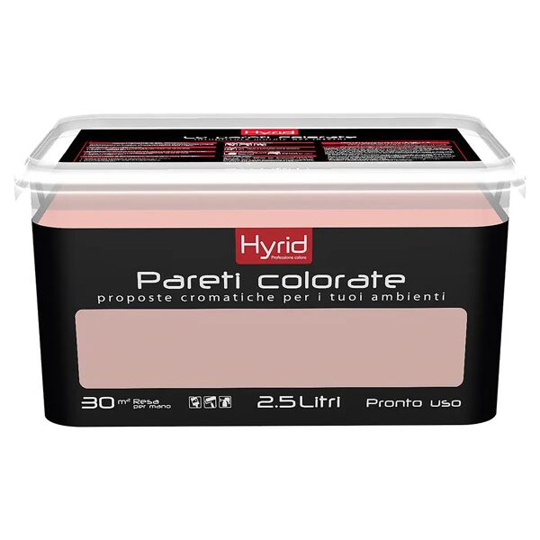 hyrid by covema idropittura lavabile hyrid 2,5 l rosso medio per interno 5-6 m² con 1 l a 2 mani