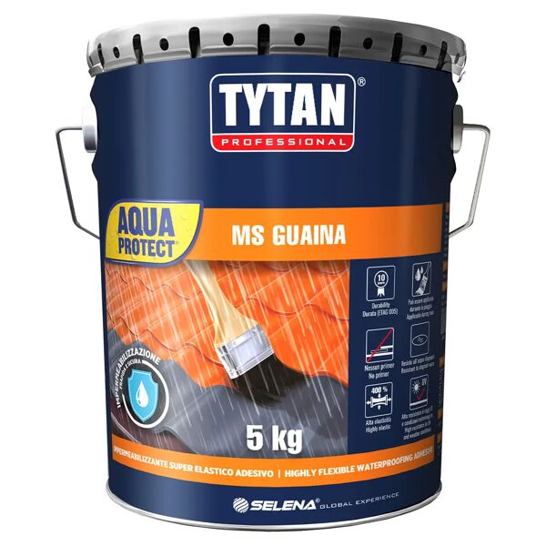 tytan guaina liquida  ms aqua block 5 kg terracotta spessore 3 mm 3 kg con 1 m² verniciabile