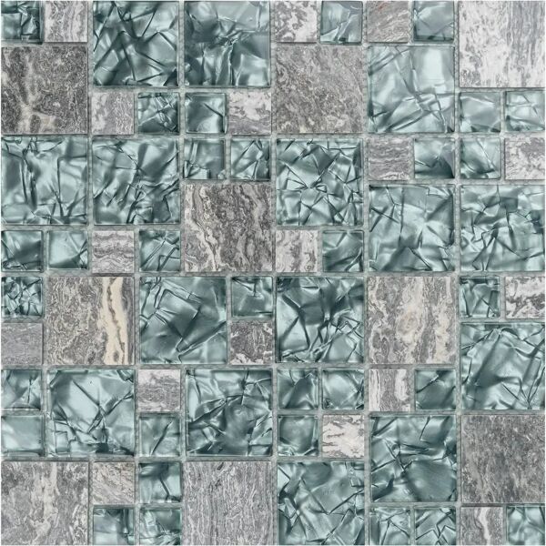 tecnomat mosaico lesina vetro laminato con foglia effetto perlato e pietra grigia foglio 30x30x0,8 cm