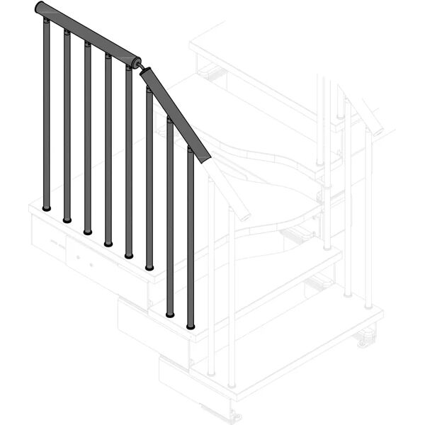 tecnomat kit ringhiera esterna scala kompo per gradini giro acciaio bco - legno naturale