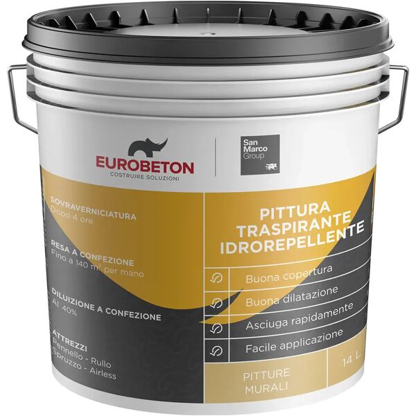 eurobeton sanmarco pittura traspirante eurobeton smarco 14l bianco idrorepellente 4-5 m² con 1 l a 2 mani