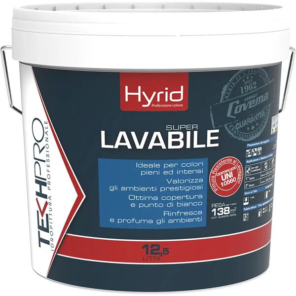 hyrid by covema idropittura super lavabile covema bianca 12,5 l soggiorni e camere 5-6 m² con 1 l a 2 mani