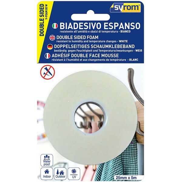 tecnomat nastro biadesivo foam  h 25 mm x l 5 m a forte presa