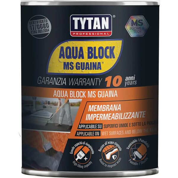 tytan guaina liquida  ms aqua block 1 kg terracotta spessore 3 mm 3 kg con 1 m² verniciabile