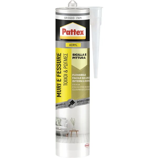 pattex sigillante acrilico muri fessure  280 ml grigio verniciabile