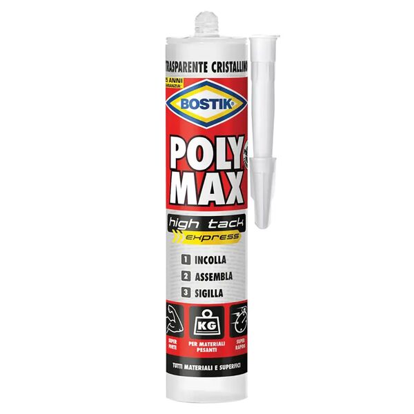 polymax adesivo poymax high tack bostik 300 g express cristal incolla in verticale e in sospeso