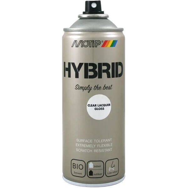 motip vernice spray hybrid  trasparente lucido 80 gloss 400 ml 2,5 - 3,5 m² con 1 l