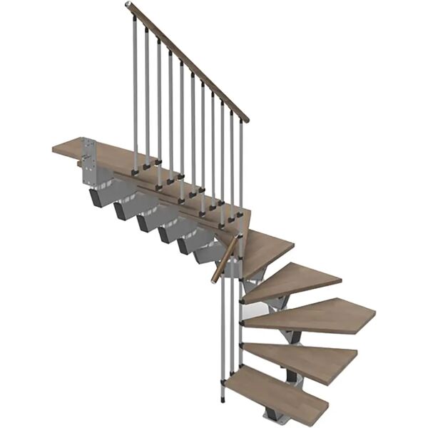 tecnomat scala a giorno maxi a u (due giri) 12 gradini in legno di faggio noce acciaio grigio scuro
