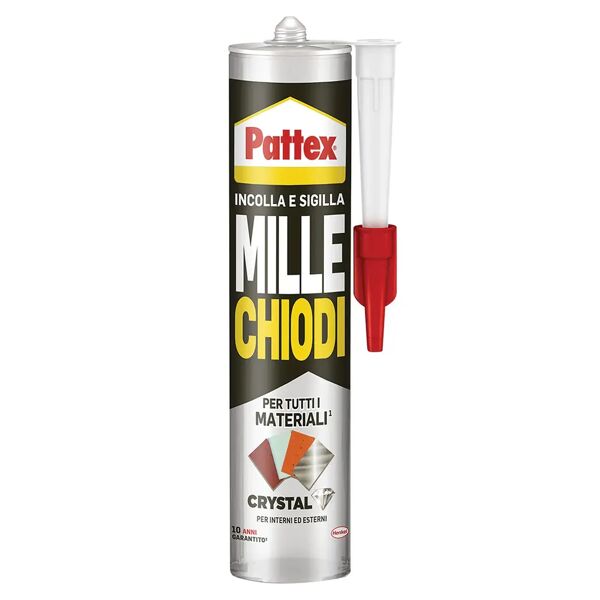 pattex adesivo sigillante  millechiodi crystal 290 g incolla e sigilla tutti i materiali