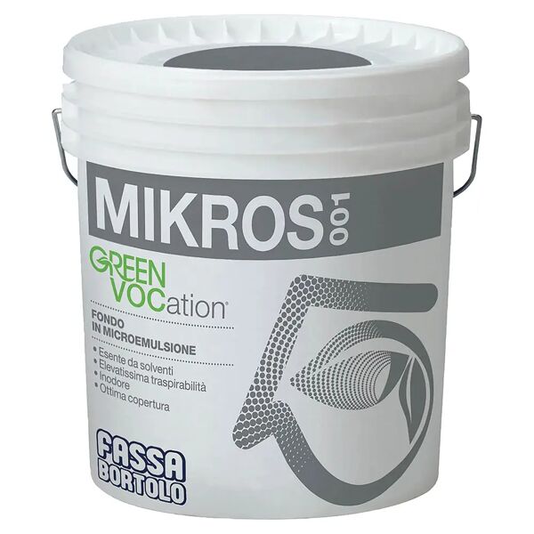 fassa fondo murale  mikros 001 4 l green vocation per interno 8-14 m² con 1 l da diluire