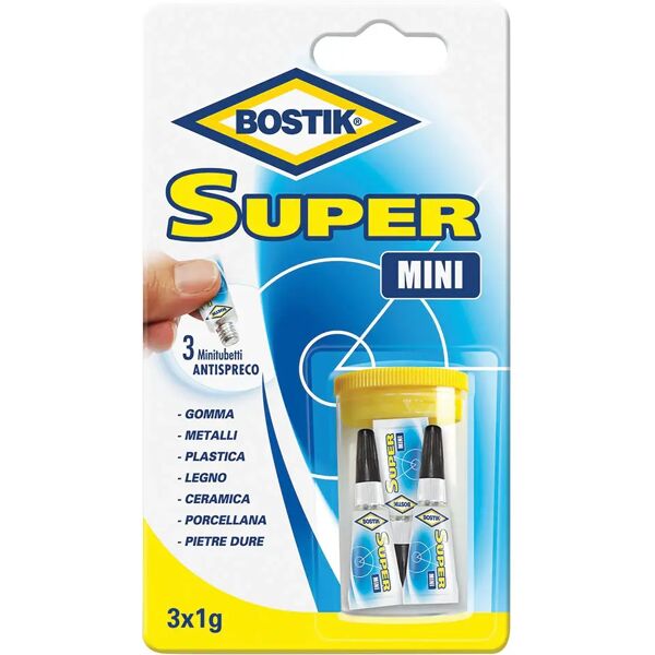 bostik adesivo istantaneo supermini  3x1g per gomma metalli legno plastica ceramica