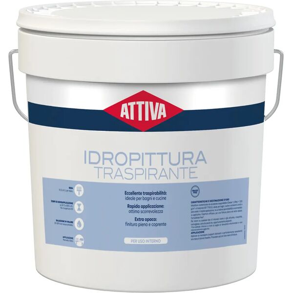 attiva idropittura traspirante  14 l bianca 4-5 m² con 1 l a 2 mani