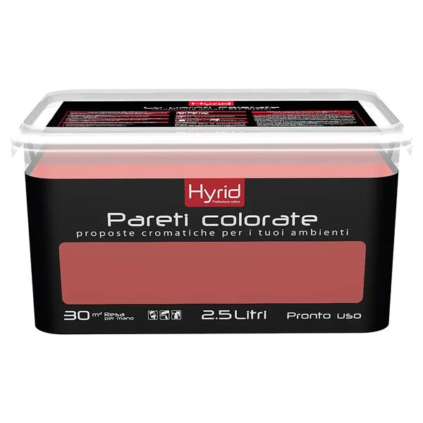 hyrid by covema idropittura lavabile hyrid 2,5 l rosso accento per interno 5-6 m² con 1 l a 2 mani