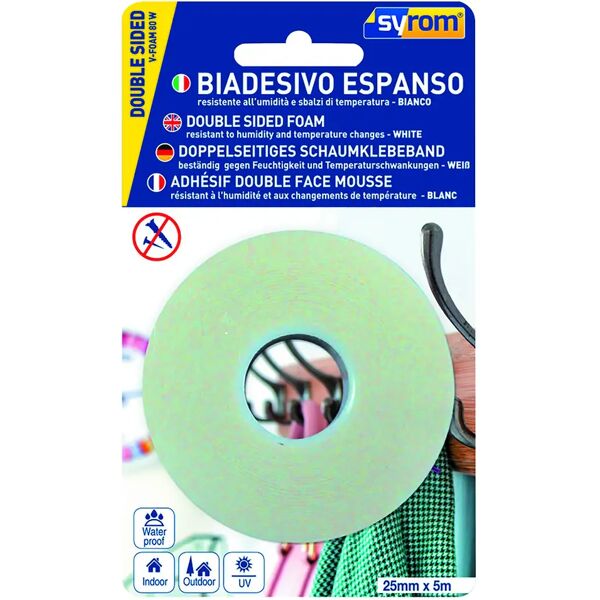 tecnomat nastro biadesivo foam  h 19 mm x l 5 m a forte presa