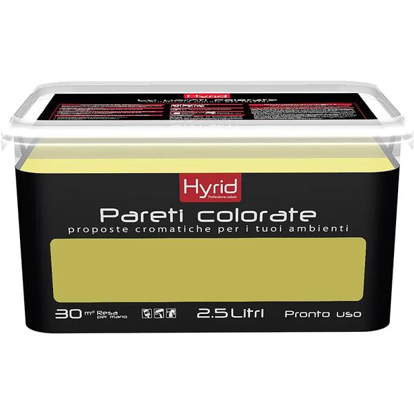 hyrid by covema idropittura lavabile hyrid 2,5 l verde acido accento interno 5-6 m² con 1 l a 2 mani