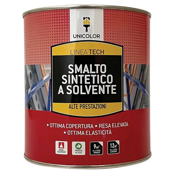 unicolor smalto sintetico lucido  bianco 0,75 l antiruggine 12-14 m² con 1 l